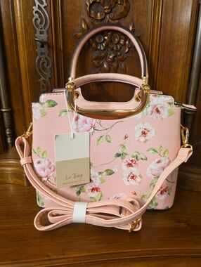Le Bag Pink Floral Satchel Handbag--NWT